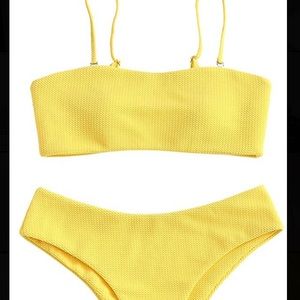 ribbed high cut surplice tankini swimsuit
